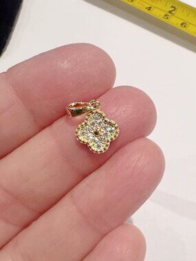 14K Gold over Sterling Silver Moissanite Clover Pendant Charm